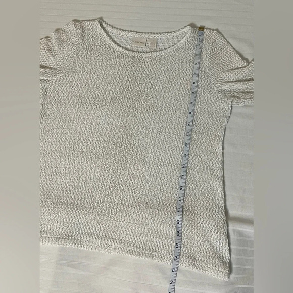 Chico's white gold long sleeve open knit sweater Sz 1 Medium - Picture 16 of 16